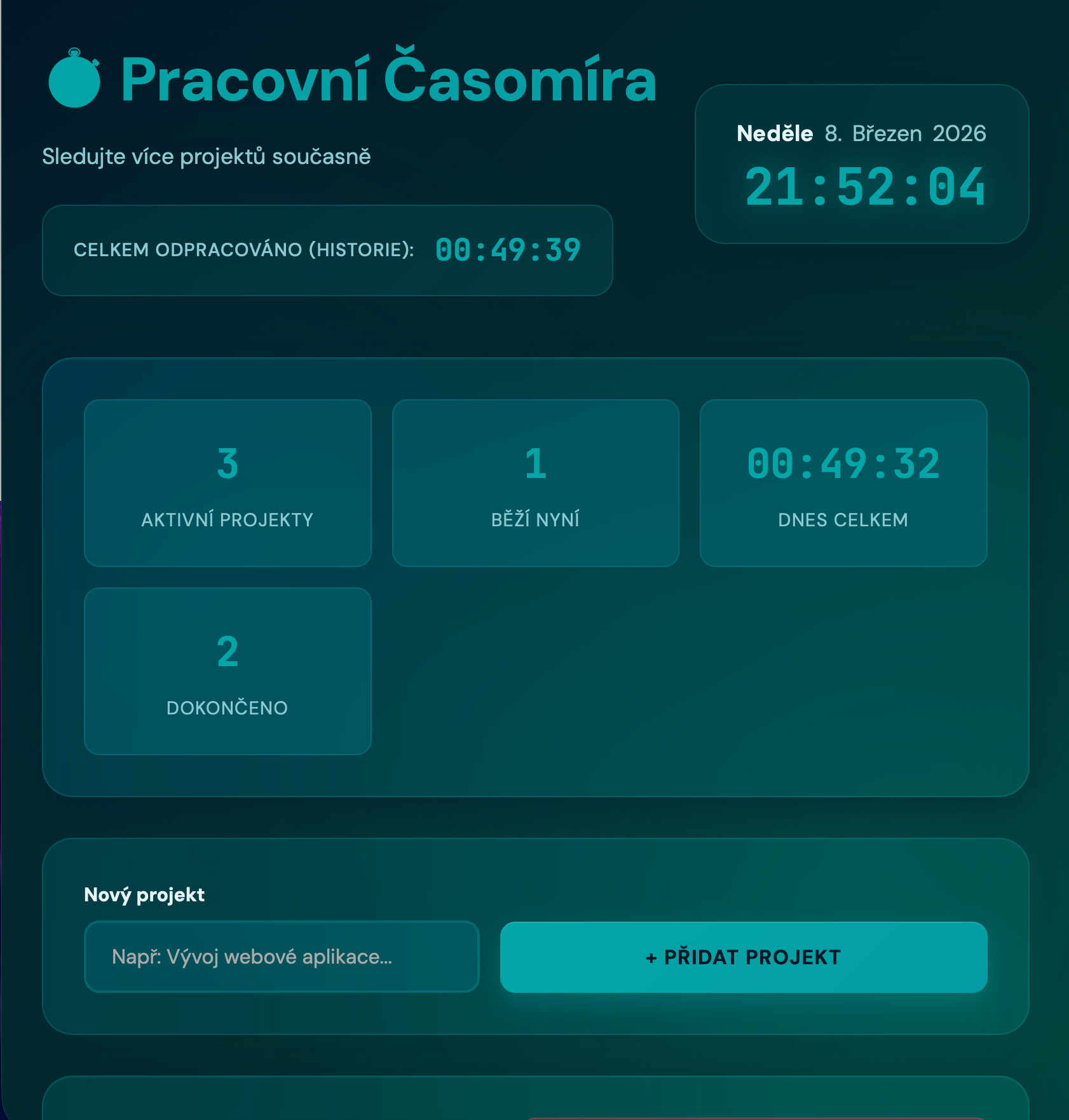 Náhled dashboardu